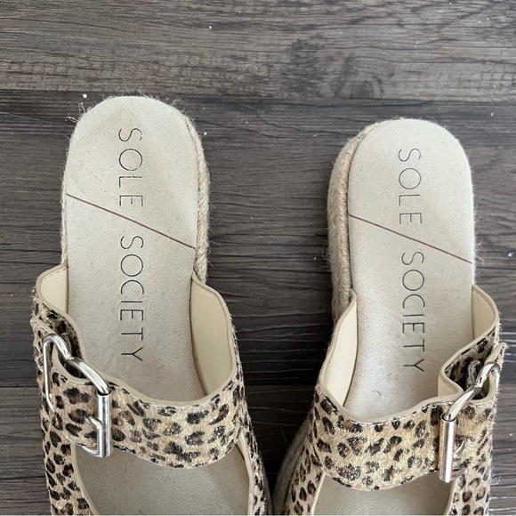 Soul Society Sandals Women's 9 Vanyah Calf Hair Animal Print Jute Espadrille - Picture 4 of 9